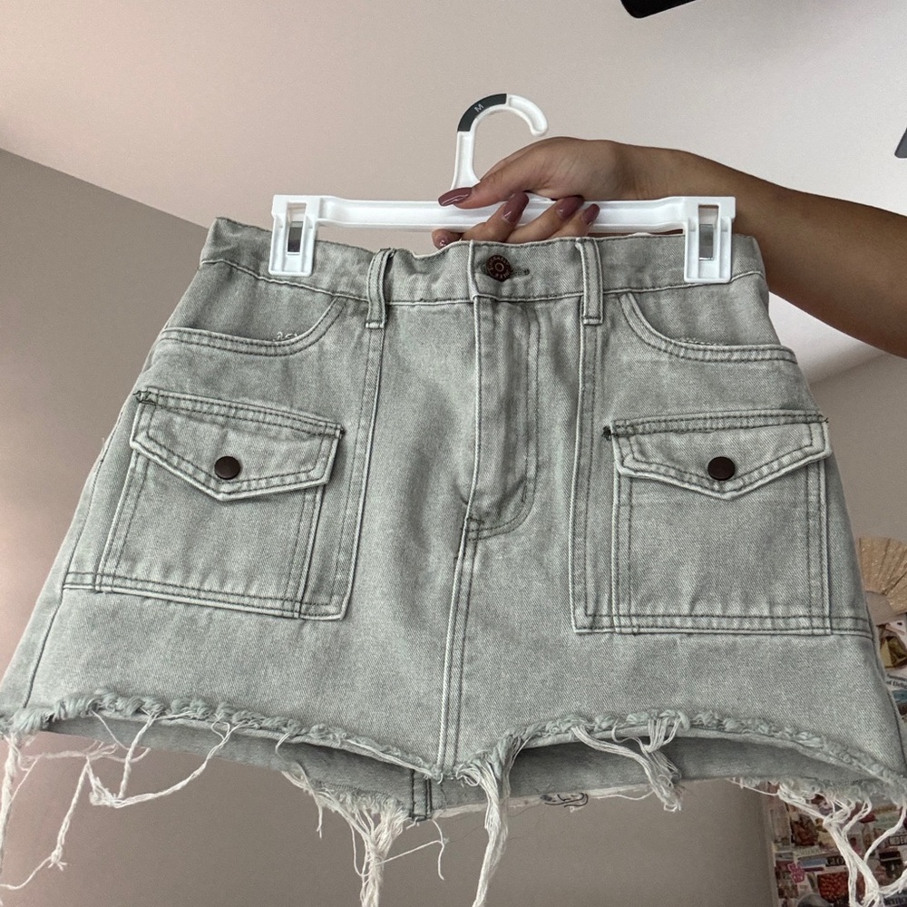 Sincerely Jules Light Green Distressed Mini Skirt